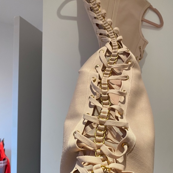 Beige Bodycon Chain Dress - Picture 3 of 3